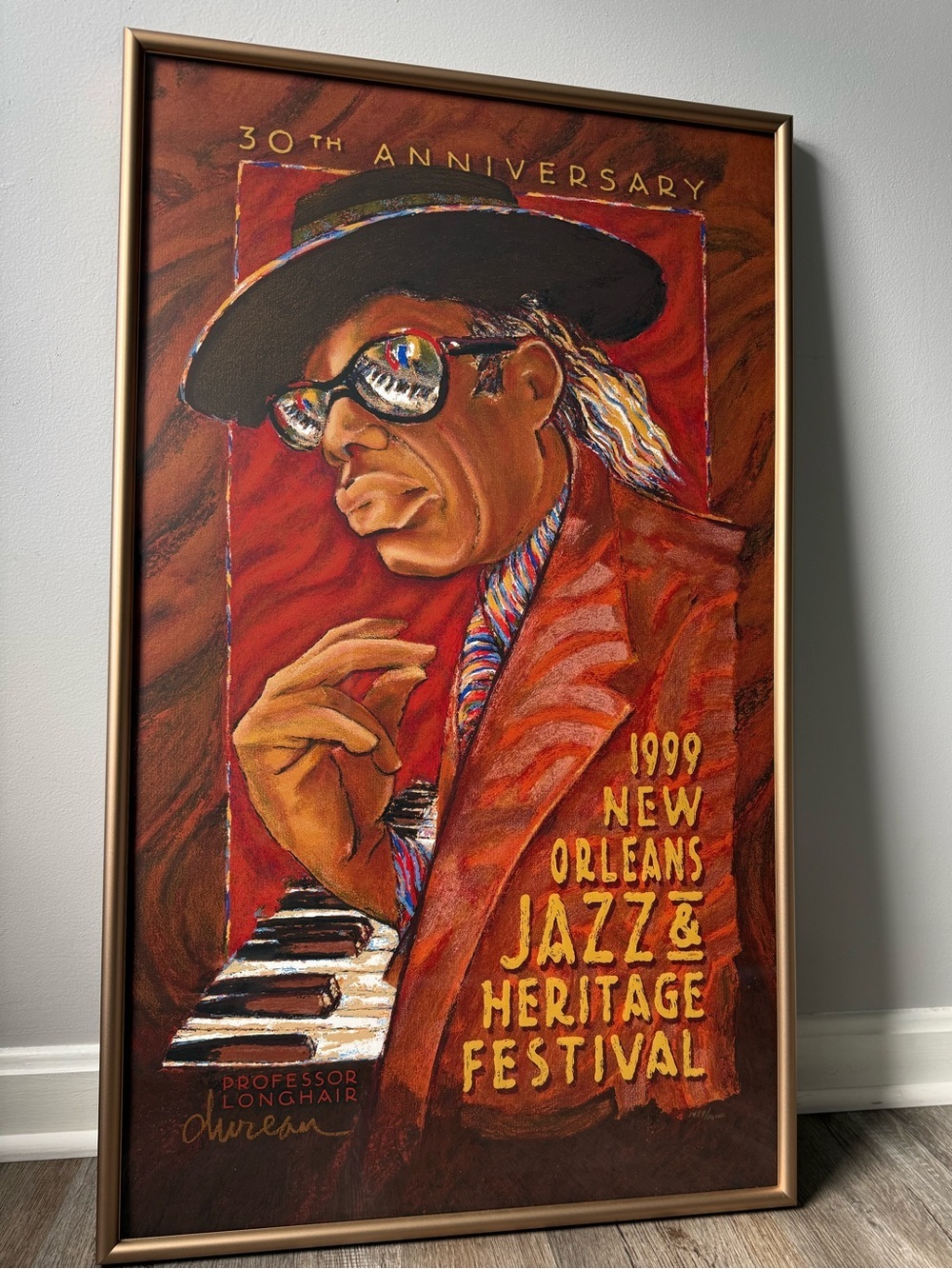 1999 NEW ORLEANS JAZZ FESTIVAL POSTER Professor Longhair Framed Unsigned Dureau